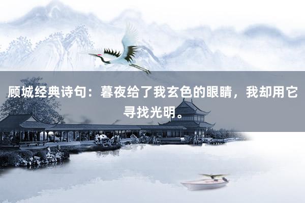 顾城经典诗句：暮夜给了我玄色的眼睛，我却用它寻找光明。